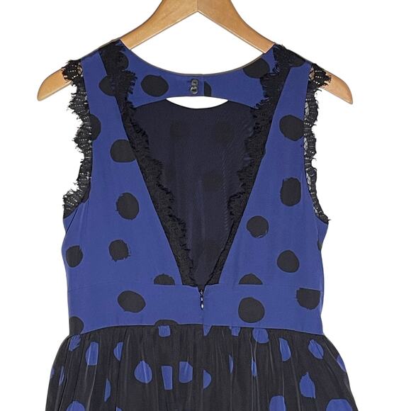 ANTHROPOLOGIE COREY LYNN CALTER Blue Polkadot Lace Trim Mini Dress - Picture 6 of 6